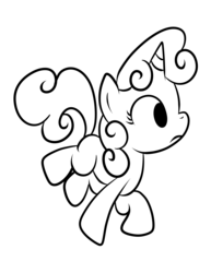 Size: 2975x3850 | Tagged: safe, sweetie belle, pony, unicorn, g4, black and white, female, filly, grayscale, monochrome, simple background, solo, white background