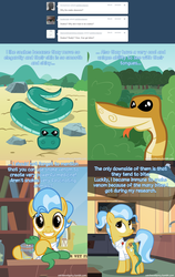 Size: 1200x1900 | Tagged: safe, artist:adiwan, doctor fauna, earth pony, pony, snake, ask the vet pony, g4, ask, butt, butt bite, comic, female, mare, plot