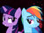 Size: 1023x767 | Tagged: safe, rainbow dash, twilight sparkle, g4, black background, ship:twidash, shipping, simple background, vector