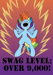 Size: 2893x4092 | Tagged: safe, artist:oxyloged, rainbow dash, pegasus, pony, g4, over 9000, swag, tail, wings