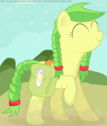 Size: 4693x5502 | Tagged: safe, artist:flash-draw, apple fritter, pony, g4, absurd resolution, apple family member, female, satchel, solo