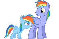 Size: 3600x2400 | Tagged: safe, artist:scootaloo24, rainbow blaze, rainbow dash, pegasus, pony, g4, games ponies play, duo, duo male and female, female, filly, male, simple background, stallion, transparent background, vector