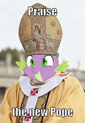 Size: 378x546 | Tagged: safe, spike, g4, pope, pope benedict xvi, the spike pope