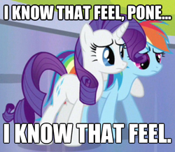 Size: 621x542 | Tagged: safe, rainbow dash, rarity, g4, games ponies play, caption, feels, hug, image macro, pone