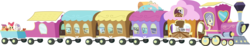 Size: 9964x1849 | Tagged: safe, artist:sooyou, apple bloom, derpy hooves, scootaloo, sweetie belle, pegasus, pony, g4, cutie mark crusaders, female, friendship express, mare, train