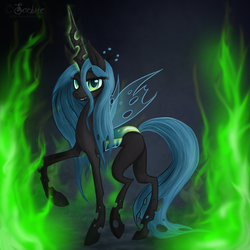 Size: 1024x1024 | Tagged: dead source, safe, artist:scebie, queen chrysalis, g4, female, solo