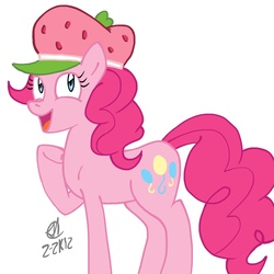 Size: 1000x1000 | Tagged: safe, artist:tehgreyknight, pinkie pie, g4, crossover, hat, strawberry shortcake, strawberry shortcake (character)