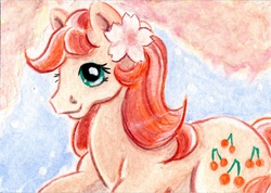 Size: 2097x1496 | Tagged: safe, artist:rayechu, cherries jubilee, g1, cherries cuteilee, cute, traditional art