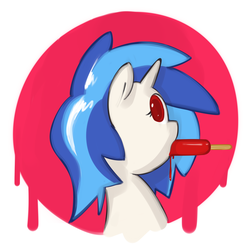 Size: 1800x1800 | Tagged: safe, artist:whoop, dj pon-3, vinyl scratch, pony, g4, bust, female, mouth hold, popsicle, portrait, solo