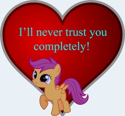 Size: 600x557 | Tagged: safe, scootaloo, g4, grin, heart, lasty's hearts, mistrust, simple, smiling, valentine
