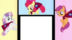 Size: 1018x568 | Tagged: safe, apple bloom, scootaloo, sweetie belle, g4, cutie mark crusaders, meme, template