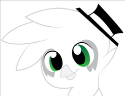 Size: 984x760 | Tagged: safe, oc, oc only, oc:jackleapp, griffon, :t, bust, cute, griffin village, griffonsona, hat, looking at you, musician, portrait, simple background, smiling, solo, white background, wip