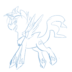 Size: 500x500 | Tagged: safe, artist:mt, oc, oc only, alicorn, hippocampus, merpony, original species, pony, shark pony, alicorn oc, fangs, monochrome, sketch