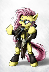 Size: 738x1082 | Tagged: safe, artist:rule1of1coldfire, fluttershy, pony, g4, barbarian, bipedal, female, solo