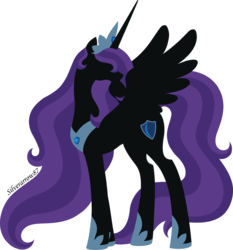 Size: 5482x5887 | Tagged: safe, artist:silverarrow87, oc, oc only, oc:nyx, alicorn, pony, fanfic:past sins, absurd resolution, alicorn oc, cutie mark, fanfic art, female, hooves, horn, jewelry, lineless, mare, minimalist, older, older nyx, princess, regalia, signature, simple background, solo, spread wings, tiara, transparent background, vector, wings