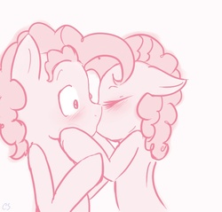 Size: 700x670 | Tagged: safe, artist:nolycs, pinkie pie, earth pony, pony, g4, bubble berry, duality, duo, female, kiss on the lips, kissing, male, mare, rule 63, self ponidox, selfcest, ship:bubblepie, shipping, stallion, straight, surprise kiss