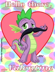 Size: 553x720 | Tagged: safe, artist:texasuberalles, spike, g4, moustache, valentine, valentine's day