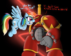 Size: 2757x2165 | Tagged: safe, artist:wazzart, rainbow dash, human, g4, chaos, crossover, khorne, khorne berzerker, warhammer (game), warhammer 40k