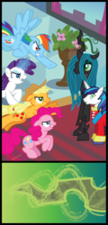 Size: 2425x5042 | Tagged: safe, artist:inkrose98, applejack, pinkie pie, queen chrysalis, rainbow dash, rarity, shining armor, comic:shapeless sun, g4, comic, tumblr