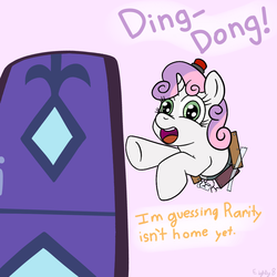 Size: 1000x1000 | Tagged: safe, artist:eightyeight, sweetie belle, pony, unicorn, g4, door, female, filly, solo