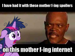 Size: 480x360 | Tagged: safe, twilight sparkle, g4, caption, samuel l jackson, snakes on a plane