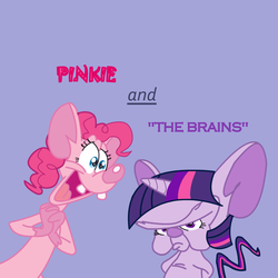 Size: 900x900 | Tagged: safe, artist:pantouflard, pinkie pie, twilight sparkle, g4, crossover, pinky and the brain