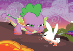 Size: 4854x3371 | Tagged: safe, artist:really-unimportant, angel bunny, spike, g4, absurd resolution, vector