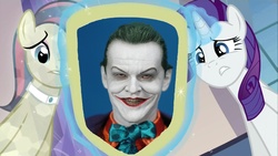 Size: 1244x700 | Tagged: safe, bonna fide, glamour gleam, rarity, g4, games ponies play, my little pony: friendship is magic, batman, cadance's mirror, exploitable meme, jack nicholson, meme, the joker, tim burton