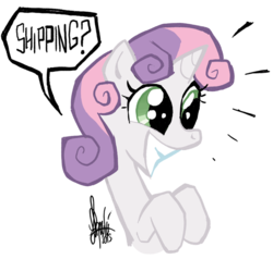 Size: 646x616 | Tagged: safe, artist:theartrix, sweetie belle, pony, unicorn, g4, female, filly, foal, shipper on deck, shipping, simple background, solo, transparent background