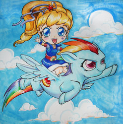 Size: 900x909 | Tagged: safe, artist:limpinggnome, rainbow dash, g4, rainbow brite, traditional art, wisp