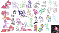 Size: 1920x1080 | Tagged: safe, apple bloom, applejack, fluttershy, lyra heartstrings, pinkie pie, rainbow dash, rarity, scootaloo, sweetie belle, twilight sparkle, g4, sketch