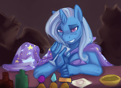 Size: 1280x939 | Tagged: useless source url, safe, artist:mlpfwb, trixie, anthro, g4, alcohol, bar, drink, smiling