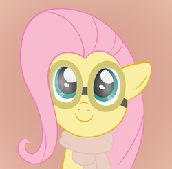 Size: 620x609 | Tagged: safe, artist:fluttershyfree, fluttershy, pony, g4, clothes, cute, female, goggles, pilot, scarf, smiling, solo