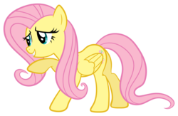 Size: 15359x10000 | Tagged: safe, artist:proenix, fluttershy, pegasus, pony, g4, absurd resolution, female, raised hoof, simple background, smiling, solo, transparent background, vector