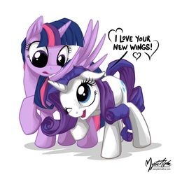 Size: 1064x1064 | Tagged: dead source, safe, artist:mysticalpha, rarity, twilight sparkle, alicorn, pony, g4, female, lesbian, mare, ship:rarilight, shipping, snuggling, twilight sparkle (alicorn)