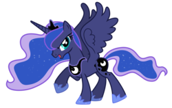 Size: 6000x3800 | Tagged: safe, artist:90sigma, princess luna, alicorn, pony, g4, .svg available, absurd resolution, dancing, ethereal mane, female, happy, mare, raised hoof, simple background, solo, starry mane, svg, transparent background, vector