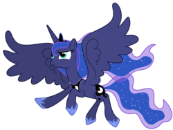 Size: 6000x4500 | Tagged: safe, artist:90sigma, princess luna, alicorn, pony, g4, .svg available, absurd resolution, ethereal mane, female, flying, mare, simple background, solo, spread wings, starry mane, svg, transparent background, vector, wings