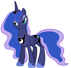 Size: 6000x5700 | Tagged: safe, artist:90sigma, princess luna, pony, absurd resolution, bedroom eyes, concave belly, ethereal mane, ethereal tail, female, folded wings, hoof shoes, long mane, princess shoes, simple background, slim, solo, svg, tail, thin, three quarter view, transparent background, vector, wings