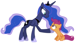 Size: 8000x4600 | Tagged: safe, artist:90sigma, princess luna, scootaloo, alicorn, pegasus, pony, g4, sleepless in ponyville, .svg available, absurd resolution, female, filly, mare, sad, simple background, svg, transparent background, vector