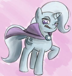 Size: 415x438 | Tagged: safe, artist:phoenix-conrad, trixie, g4, abstract background, cape, clothes, raised hoof, side view, solo, trixie's cape