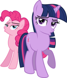 Size: 4100x4800 | Tagged: safe, artist:flizzick, pinkie pie, twilight sparkle, g4, absurd resolution, bedroom eyes, duckface, simple background, transparent background, vector