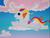 Size: 640x480 | Tagged: safe, screencap, baby honolu-loo, honolu-loo, pegasus, pony, friends are never far away, g3, cloud, cloudy, cute, female, filly, flapping, flying, foal, happy, open mouth, open smile, sky, smiling