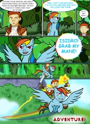 Size: 2535x3502 | Tagged: safe, artist:razmere, rainbow dash, comic:warhorse, g4, berserk, comic, crossover, exploitable meme, fire, forest, grab my meme, happy, rainbow, sword, torch, weapon