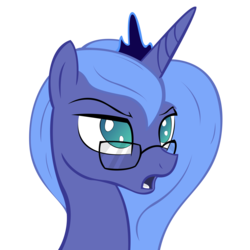 Size: 10000x10000 | Tagged: dead source, safe, artist:fajeh, artist:marshylawl, princess luna, pony, g4, absurd resolution, female, glasses, simple background, solo, transparent background, vector