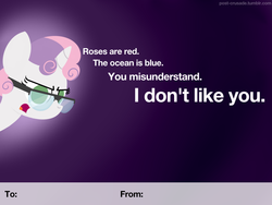 Size: 800x600 | Tagged: safe, artist:dtcx97, sweetie belle, post-crusade, g4, glasses, hate, valentine