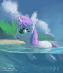 Size: 760x873 | Tagged: safe, artist:grissaecrim, sweetie belle, pony, unicorn, g4, 30 minute art challenge, solo, swimming, water