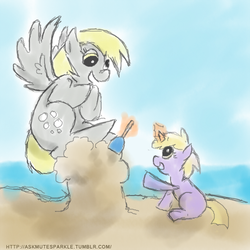 Size: 500x500 | Tagged: safe, artist:askmutesparkle, derpy hooves, dinky hooves, pegasus, pony, g4, 30 minute art challenge, equestria's best mother, female, mare