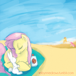 Size: 500x500 | Tagged: safe, artist:robynne, applejack, fluttershy, pinkie pie, g4, 30 minute art challenge, beach