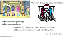 Size: 653x383 | Tagged: safe, human, equestria girls, g4, eqg promo pose set, equestria girls drama, hasbro, mattel, meta, monster high, monster high logo, text