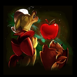 Size: 4800x4800 | Tagged: safe, artist:docwario, apple bloom, applejack, granny smith, earth pony, pony, g4, absurd resolution, apple, parody, three wolf moon